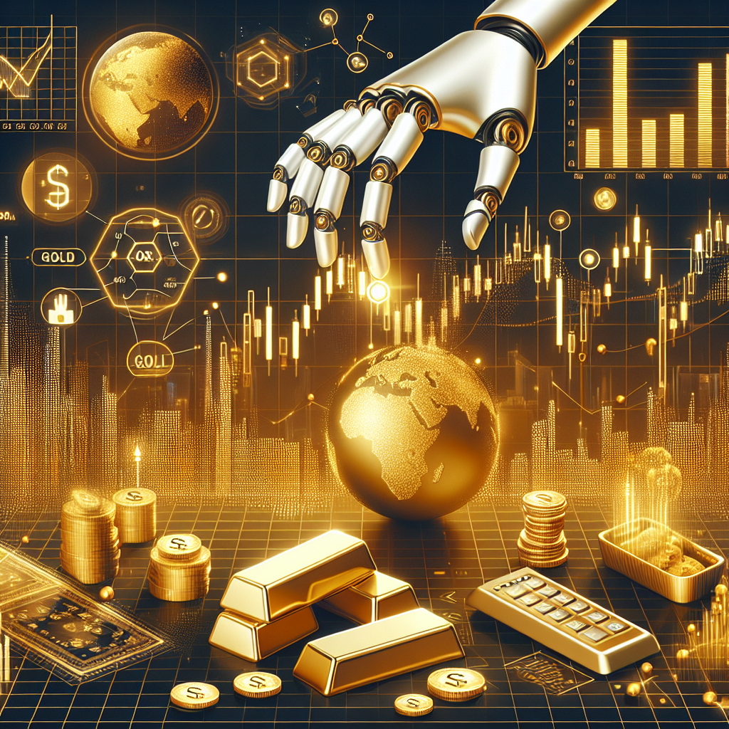 A sleek and modern illustration depicting the successful implementation of automated trading strategies in gold markets, featuring golden hues, futuristic elements, and financial indicators.