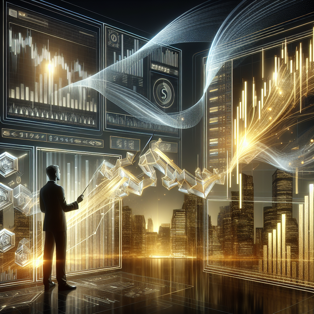 A sleek, golden-hued illustration depicting the evolution of algorithmic trading in silver, merging high-tech aesthetics with elements inspired by gold trading strategies.